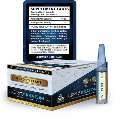 CRYO Kratom Gold mitragynine 20 Ampules Box - 7ml