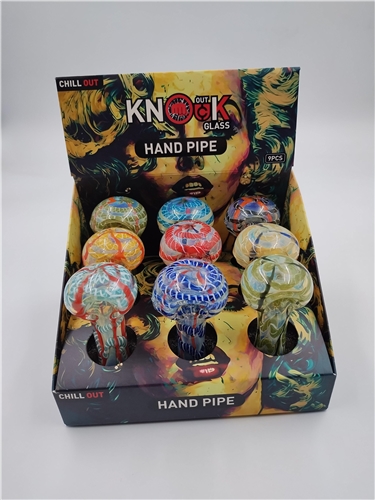 Knock Out Glass- CHILL OUT 4" HANDPIPE ASSORTED 9CT/Display - MODEL 10