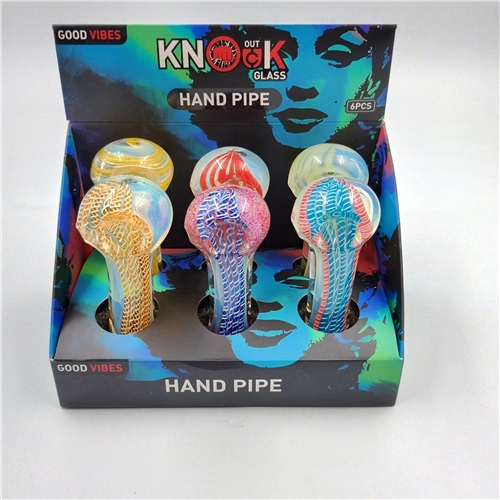 Knock Out Glass- GOOD VIBES STAR DUST 4" HANDPIPE 6CT/Display - MODEL 6