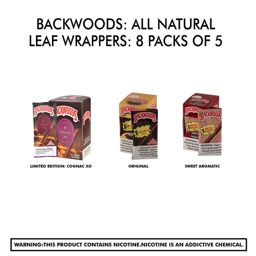 Backwoods: All Natural Leaf Wrappers: 8 packs of 5