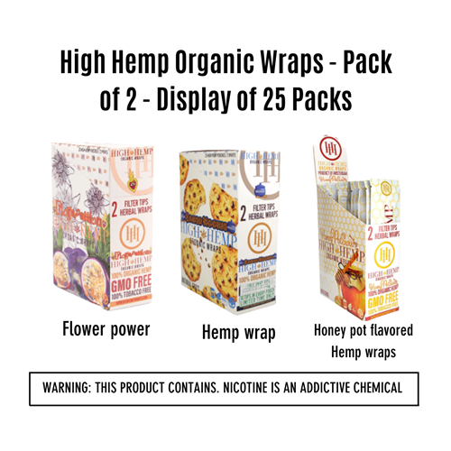 High Hemp Organic Wraps - Pack of 2 - Display of 25 Packs
