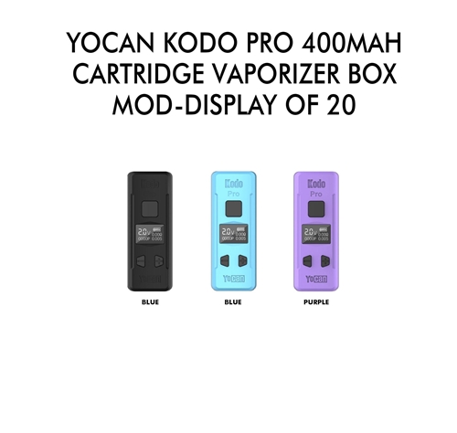 Yocan Kodo Pro 400mAh Cartridge Vaporizer Box Mod - Display of 20