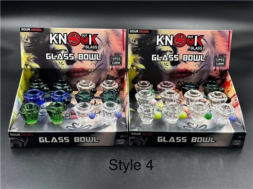 Knock Out Glass- Sour Diesel Bowl Piece (12 Piece)