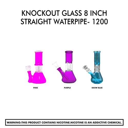 KnockOut Glass 8 Inch Straight Waterpipe- 1200