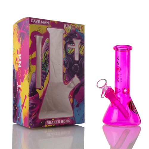 KnockOut Glass Caveman Waterpipe 8 Inch Full Colored Beakers