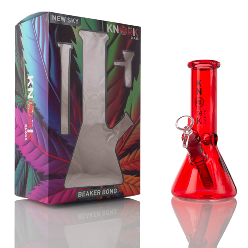 KnockOut Glass New Sky Waterpipe 8 Inch Full Colored Beakers