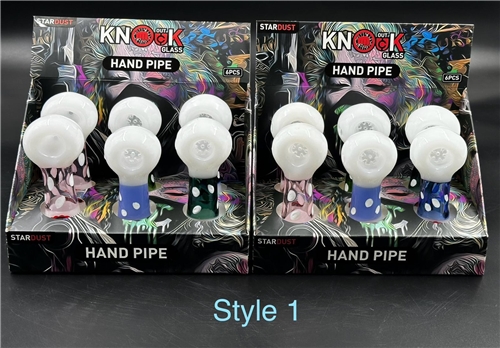 Knockout Glass: Stardust Handpipes Display of 6