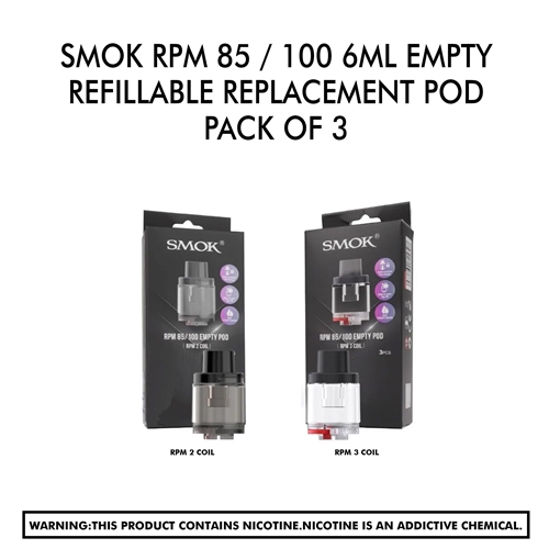 SMOK RPM 85 / 100 6ML Empty Refillable Replacement Pod - Pack of 3
