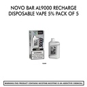 NOVO Bar Al9000 Recharge Disposable vape 5% pack of 5