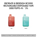 EBCREATE & EBDesign BC5000 Rechargable Disposable Vape - 5000 Puffs 4% ˜ 5%
